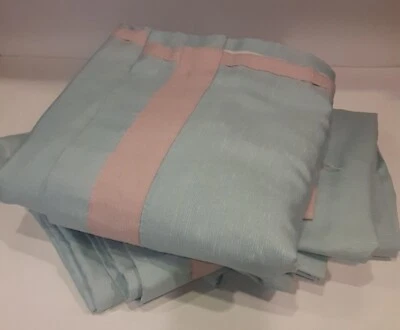 Cortinas flocadas a medida calidad Seafoam azul/rosa 83" x 3 Foto 1 de 4