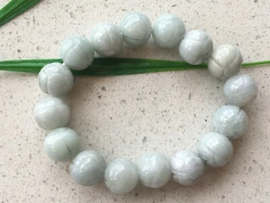 Certified Natural A Grade Jade13mm /Jadeite Carving Beads Men&Women Bracelet A - Picture 1 of 11