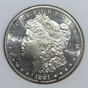 ~VINTAGE AMERICAN SILVER~ 1881-S Morgan Silver Dollar 90% US PLB-OBV BU d531 - Bild 1 von 2