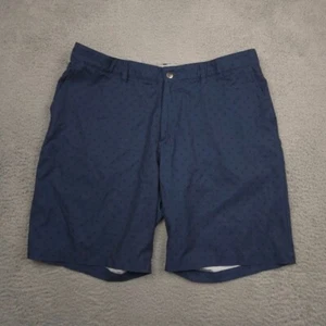 Adidas Golf Shorts Mens 38 Navy Blue All Over Logo Print Performance Stretch - Picture 1 of 12