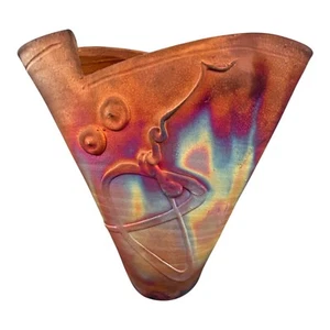 Duży miedziany matowy wazon ceramiczny Raku podpisany Kerry Gonzalez opalizujący 11" - Zdjęcie 1 z 20