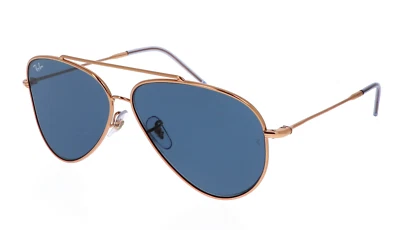 Очки солнцезащитные RAY-BAN AVIATOR обратный RB R0101S 9202/3A розовое золото ОПРАВА синие линзы - Изображение 1 из 4