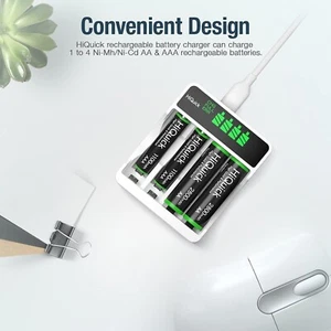 HiQuick LCD AA AAA Battery Charger 4 Slot NiMH NiCD USB Fast Rechargeable - Picture 1 of 9
