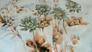 100 % Seide Schal Creme Oliv Kupfer Orange Farbe 31" x 30" OHNE Etikett Verbrennungstest durchgeführt - Bild 1 von 7