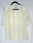 Jordan Woman 100% Polyester Blouse Size 16W Covered Buttons Short Sleeve Ruffles