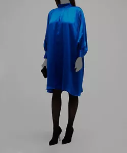 $325 Whitney Morgan Women's Blue Pleated Mock Neck Shirt Dress Plus Size 2X - Picture 1 of 4