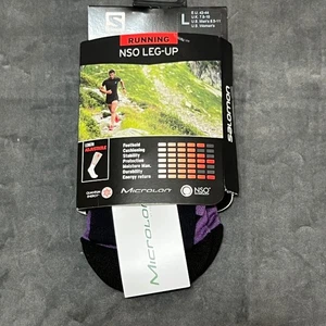 Salomon NSO Leg-Up Running Socks Black Maverick Large EU 42-44 US Mens 8.5-11 - Picture 1 of 4