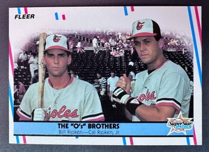 "O's" Brothers Bill & Cal Ripken Jr 1988 Fleer #640 juste sorti de la longue boîte - Photo 1/2