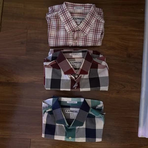 3 Men’s Express Long Sleeve Button Down Shirts Size M EXTRA SLIM FIT 15/15.5 - Picture 1 of 8