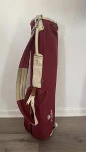 Mackenzie Donald Ross Waxed Canvas Leather Golf Carry Bag Maroon Cream 7” USA - Picture 1 of 10