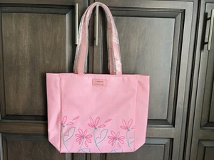 Clinique x Drawbertson Pink Tote Bag Floral Print New with Tags - Picture 1 of 3