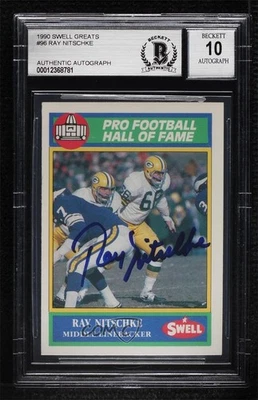BAS 1990 Swell Pro Football Hall of Fame Ray Nitschke #96 BGS Authentic Auto HOF - Image 1 of 2