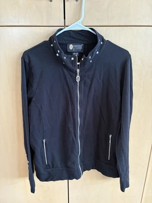Christine Alexander Sudadera Negra Cremallera Frontal Embellecida Talla XL Foto 1 de 4