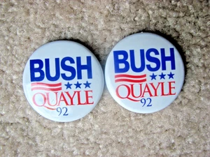 2 1992 George Bush Dan Quayle Political Presidential Pinback Buttons 1.25" - Picture 1 of 3