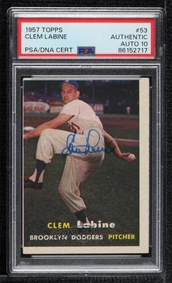 PSA/DNA 1957 Topps Clem Labine #53 PSA/DNA 10 GEM MT Auto - Image 1 of 2