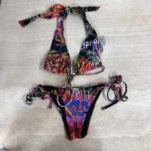Bikini due pezzi Phillip Plein grafica borchie Y2K XS - Foto 1 di 8