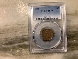 1874 Indian Head Penny AU53 - Picture 1 of 2