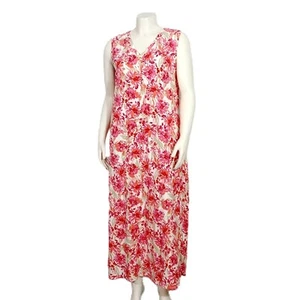 BEAUTIFUL Women Denim D & Co Pink White Floral Cotton V-Neck Stretch Tie Back... - Picture 1 of 4
