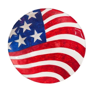 18" Glass Bird Bath, American Flag - Picture 1 of 7