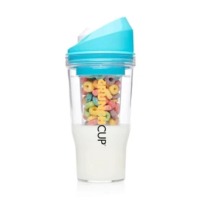 CrunchCup XL - Tragbarer Müsli- & Milchbecher für Frühstück unterwegs - BLAU - SCHNELLER VERSAND - Bild 1 von 5