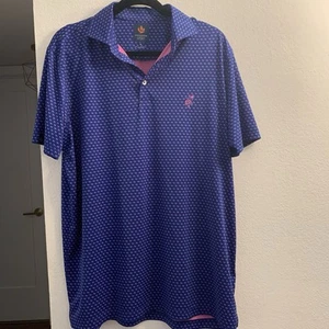 Donald Ross Sport Golf Polo Uomo Med Blu Manica Corta Camicia Cani in Rosa - Foto 1 di 10