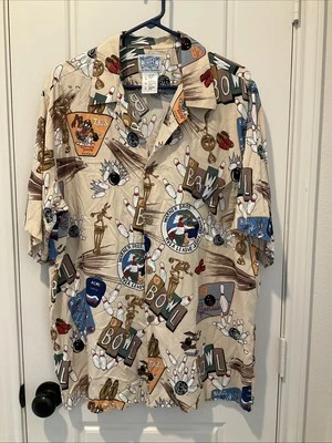 B8 Warner Bro Reyn Spooner Hawaiian Shirt Looney Tunes Bowling Shirt Mens XL - Image 1 of 4