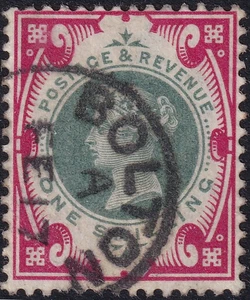 1900 JUBILEE SG214 1s GREEN & CARMINE VERY FINE USED BOLTON CDS - Picture 1 of 1