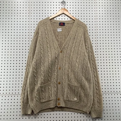 Robe DI Kappa Cable Knit Cardigan Sweater Mens XL Brown Wool Grandpa 24X31 - Image 1 of 4