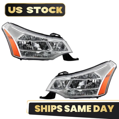 Halogen Headlight For 2008-2011 Ford Focus S/SE/SEL w/Bulb Left+Right Pair - Image 1 of 3