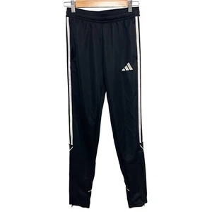 Pantalones de entrenamiento de fútbol negros Adidas para niños pista AEROREADY rayas blancas talla 14-16 años - Imagen 1 de 9