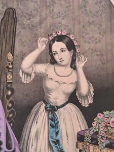 Little Coquet Girl ca. 1860er Jahre Fähnrich Thayer handkolorierter Lithographiedruck - Bild 1 von 4