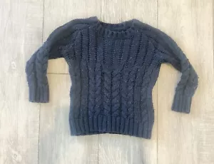 Baby Gap Sz 18-24 Months Cable Knit Crew Neck Sweater Boys Wool Blend Navy Blue - Picture 1 of 8