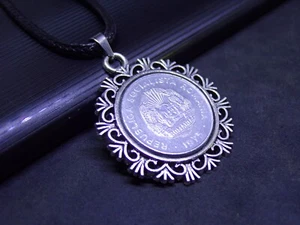 1975 Coin Necklace Romanian Coin Jewellery Pendant 1970s 15 Bani Coin 50th Gift - Picture 1 of 4