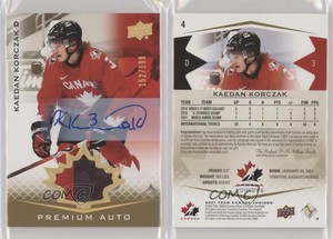 2021 Upper Deck Team Canada Juniors /199 Kaedan Korczak Tier 1 #4 Patch Auto