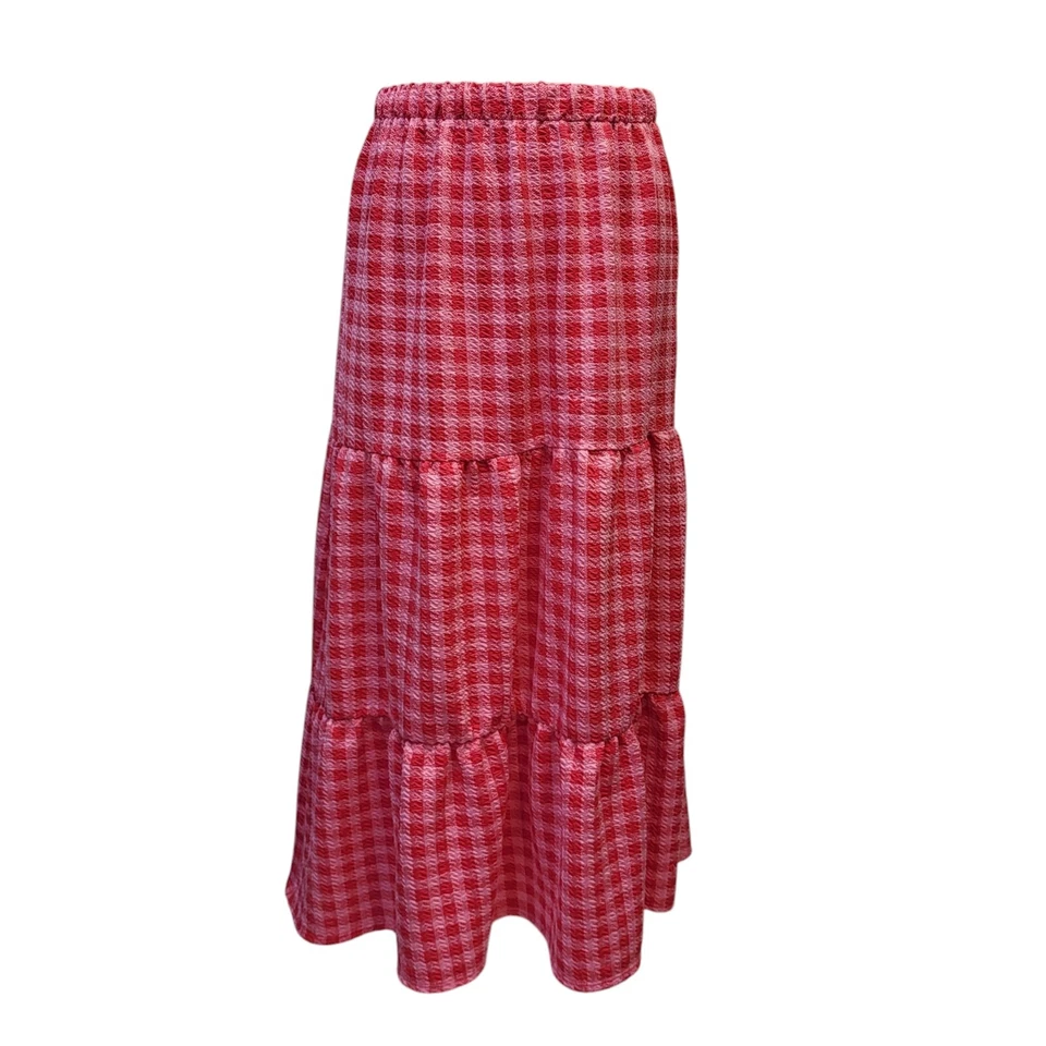 Vintage Oasis Y2K Skirt Pink Checked Long Women's UK Size S W26 - Image 1 of 4