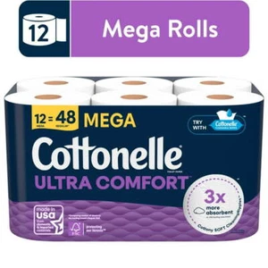Cottonelle Ultra Comfort Toilet Paper, Soft Toilet Tissue, 12 Mega Rolls - Picture 1 of 7
