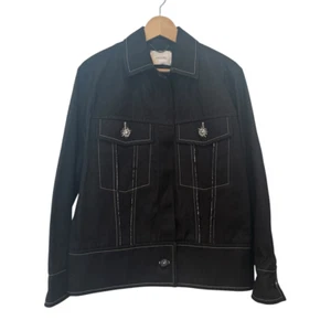 Dorothee Schumacher Black Denim Pearl Button Jacket Size 3 / M - Bild 1 von 16