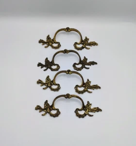 4 French Vintage Provincial drawer pulls center Handle Brass Color 6.3" - Picture 1 of 12