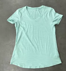 short sleeve v neck top turquoise - Picture 1 of 5