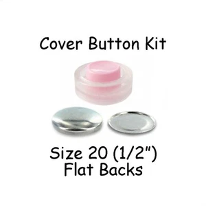 Size 20 (1/2 inch) Cover Buttons Starter Kit (makes 10) with Tool - Flat Backs  - Picture 1 of 2