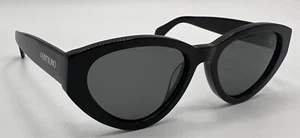 Veintiuno 1921 Cat Eye Black Sunglasses Sleek Bold Black Frame Retro Women Oval - Picture 1 of 6