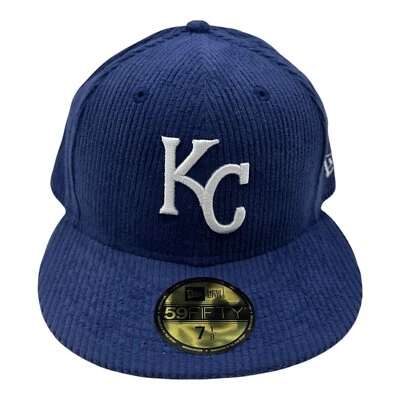 New Era 59Fifty Kansas City Royals Hat Cap Size 7 1/8 Blue Corduroy MLB Baseball - Image 1 of 4
