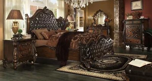 Luxus Klasse Schlafzimmer Set Barock Rokoko Bett Doppelbett Betten 2x Nachttisch - Bild 1 von 1