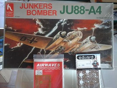 JUNKERS JU 88 A4 BOMBER 1/48 SCALE HOBBY CRAFT MODEL+N.2 PHOTOETCHED PARTS EDUAR - Immagine 1 di 3