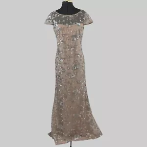 CALVIN KLEIN Embroidered Blush Pink Gown sz 4 Floor Length Dress Cap Sleeve Prom - Picture 1 of 18