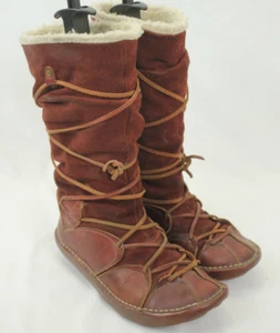 EL NATURALISTA UNIQUE MOCCASIN RED/ BROWN LEATHER BOOTS SIZE 6.5 US VGC! - Picture 1 of 9