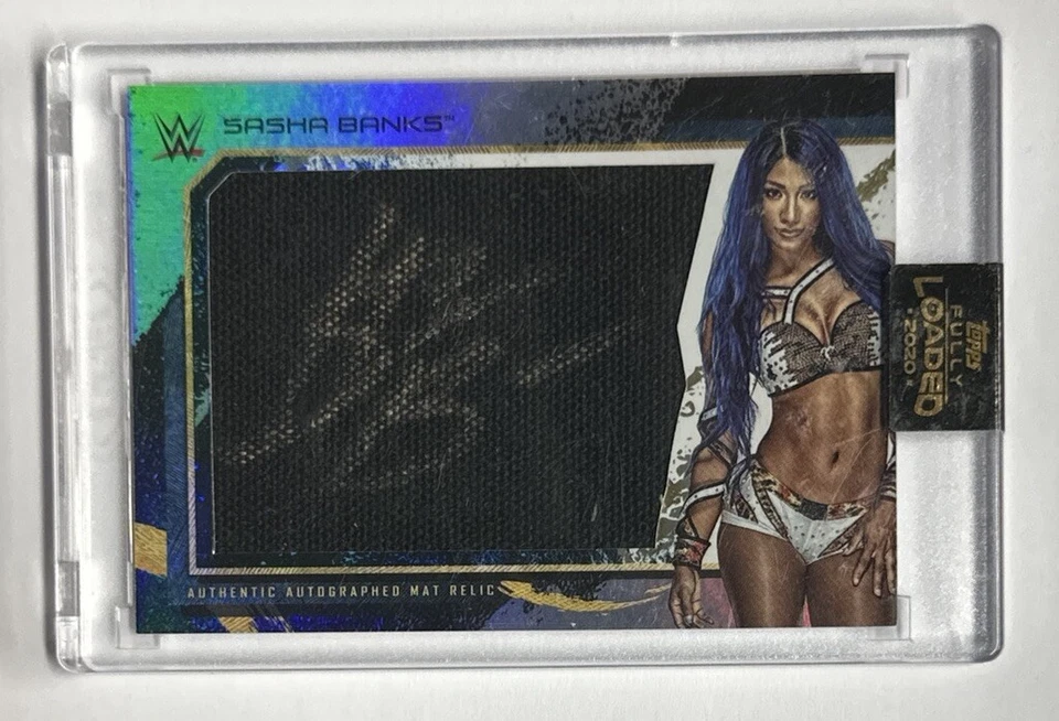 2020 Topps Fully Loaded WWE Sasha Banks Auto 2015 NXT Mat Relic 085/199 - Image 1 of 4