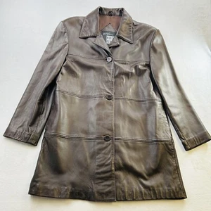 VINTAGE Michael Hoban North Beach Leather Jacket Womens 10 Brown Coat Ladies - Picture 1 of 22