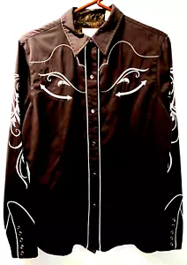 CAMICIA DONNA ROPER GRANDE MARRONE RICAMATA WESTERN SHOW - Foto 1 di 10