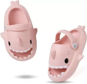 Pink Kid Thick Sole Sharks Slippers Non-Slip In/Outdoor Sliders Sandals Shoes 5 - Picture 1 of 7